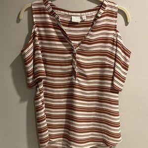 Soho New York & Company Brown Striped Women's Top